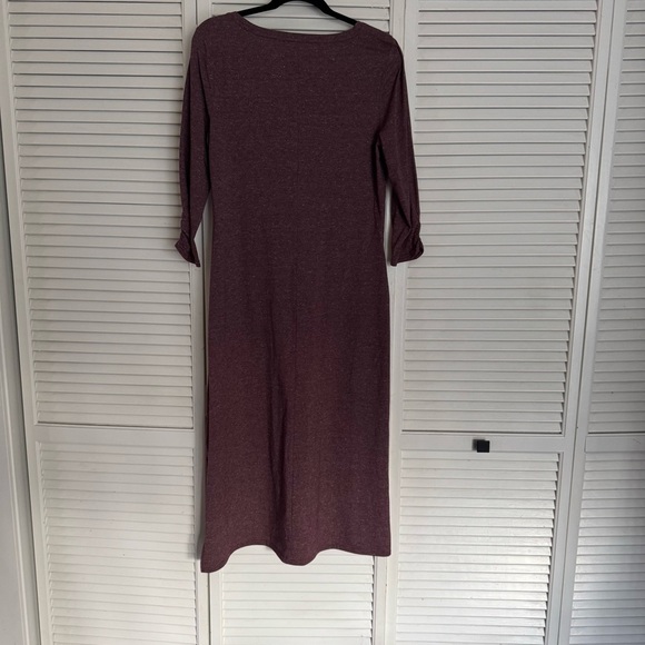 Toad & Co Fuera midi Dress speckled burgundy 3/4 sleeve pocket large - Picture 9 of 10